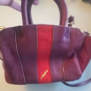 Women's Two-Tone Burgundy and Red Leather Small Handbag